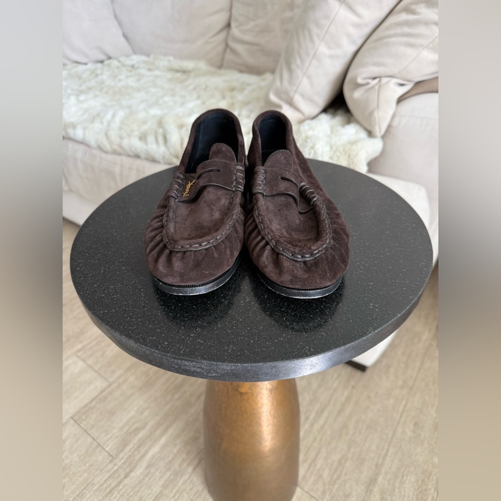 SAINT LAURENT LE LOAFER SUEDE PENNY LOAFERS - Picture 9 of 16